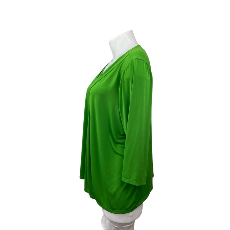 Lane Bryant Women's Green Long Sleeve V Neck Casual Shirt Blouse Top Size 22/24