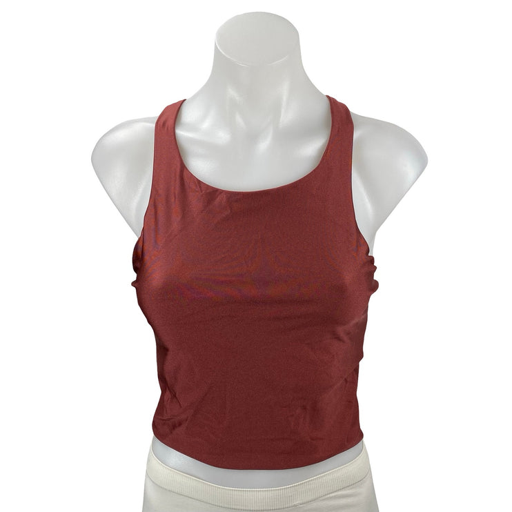 Athleta Purpose Crop Bra D-DD Red Racerback Yoga Workout Athletic Crop Top Sz S