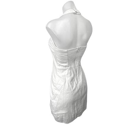 Abercrombie & Fitch White Linen Halter Sleeveless Mini Pencil Bodycon Dress Sz S