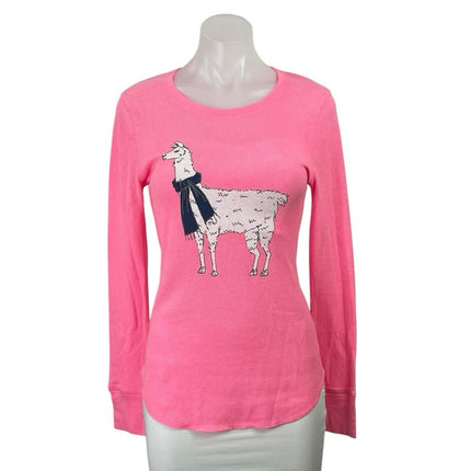 Old Navy Pink Llama Graphic Long Sleeve Sweatshirt Sweater Tee T-Shirt Top Sz M