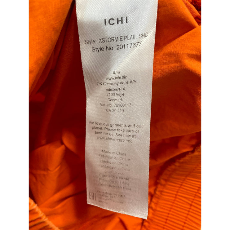 Ichi Women's Orange Elastic High Waist Wide Leg Casual Lounge Sweat Shorts Sz 38