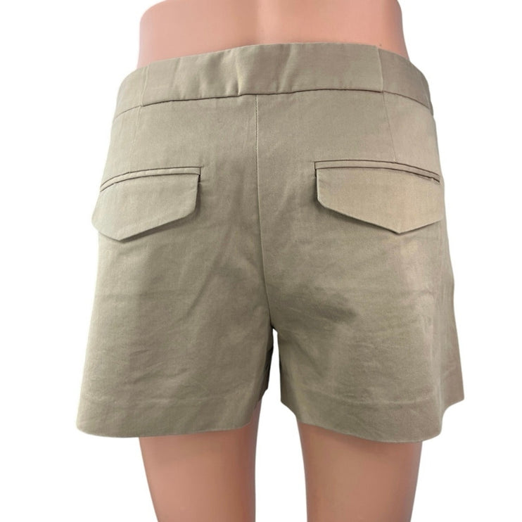 Theory Women's Tan Khaki Mid Rise Zipper Pockets Casual Chino Shorts Size 4