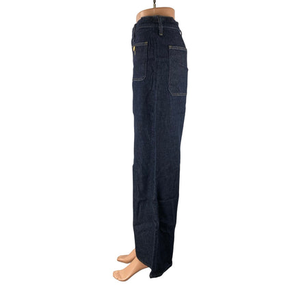 J.Crew 1996 Denim Trousers Blue Dark Wash High Rise Flare Wide Leg Jeans Size 30