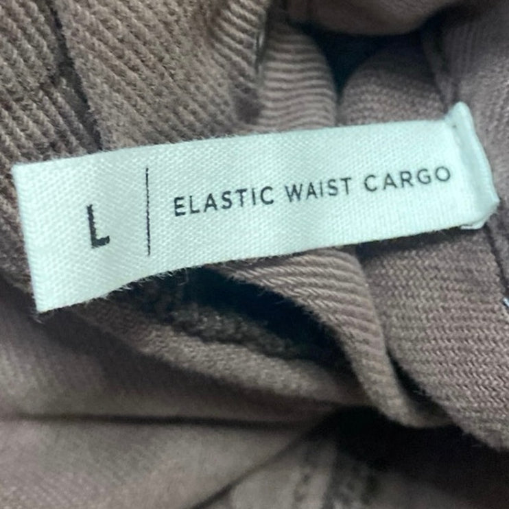 Pacsun Women's Brown Straight Wide Leg Elastic Waist Cargo Trousers Pants Size L