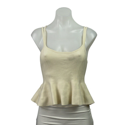 Anthropologie Maeve Cream Sleeveless Cami Camisole Strappy Peplum Tank Top Sz S