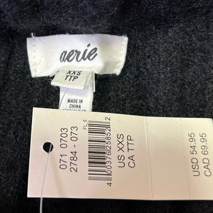 NEW Aerie Women's Black Ribbed Knit Pull On Slip Midi Pencil Skirt Size XXS