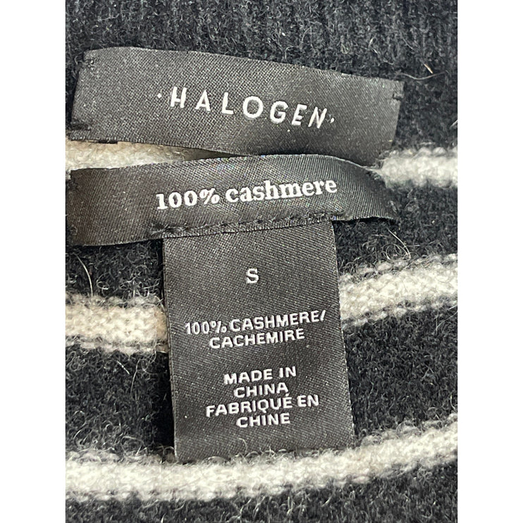 Halogen 100% Cashmere Womens Striped Crew Neck Long Sleeve Sweater Top Size S