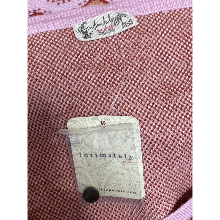 NEW Free People Pink Knit Snow Bunny Crop Sweater 2-Piece Pajama Lounge Set Sz S