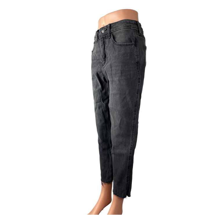 Hollister Curvy High Rise Women's Black Washed Cropped Mom Denim Jeans Size 5S
