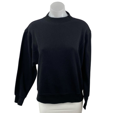 Alo Yoga Hazy Black Fleece Mock Neck Long Sleeve Sweater Sweatshirt Top Size XS