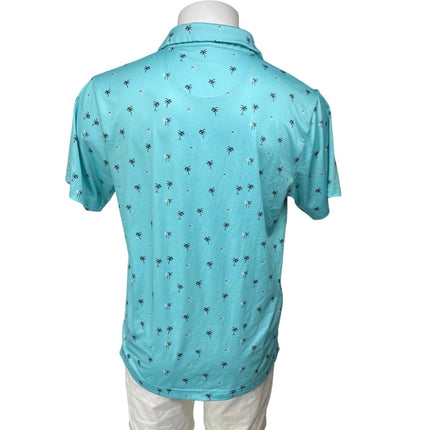 Grand Slam Men's Blue Printed Short Sleeve Collar Performance Polo Shirt Top M