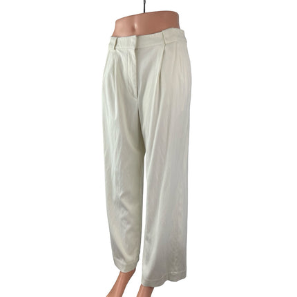 & Other Stories Women's White Pleated High Rise Wide Leg Trousers Pants Size 4