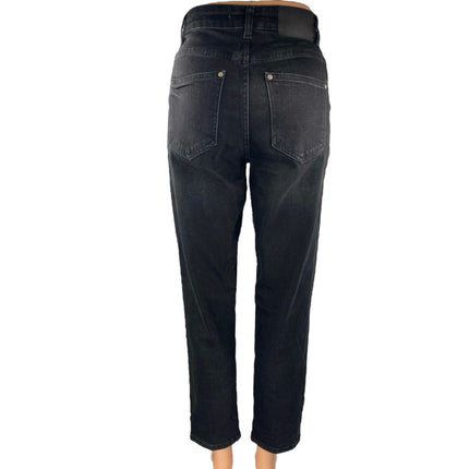 Zara Women's Black Wash High Waist Straight Tapered Leg Denim Jeans Pants Size 2