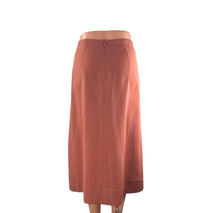 Arket Women's Coral High Waist Front Slit Career Zip Straight Midi Skirt Size 4