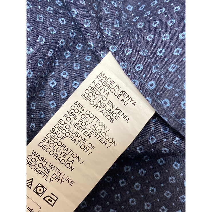 IZOD Saltwater Men's Blue Long Sleeve Button Down Pocket Dress Shirt Top Size M