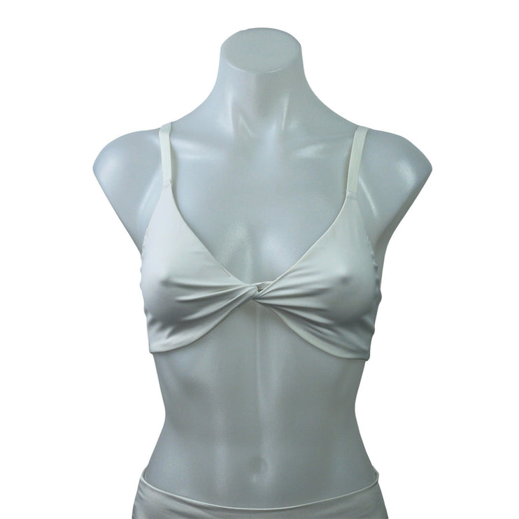 Gymshark Elevate White Twist Front Workout Activewear Bra Bralette Crop Top Sz S