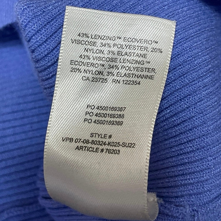 Aritzia Wilfred Free Blue Ribbed Knit Cutout Waist Mini Bodycon Dress Size 2XS