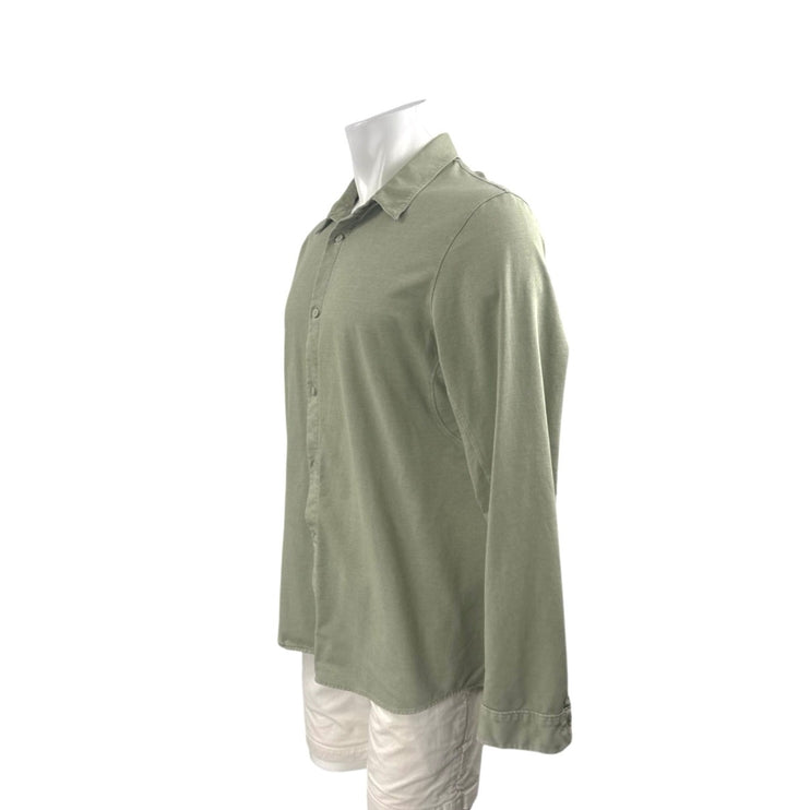 Lululemon Men's Green Collared Long Sleeve Loose Casual Button Down Shirt Top S