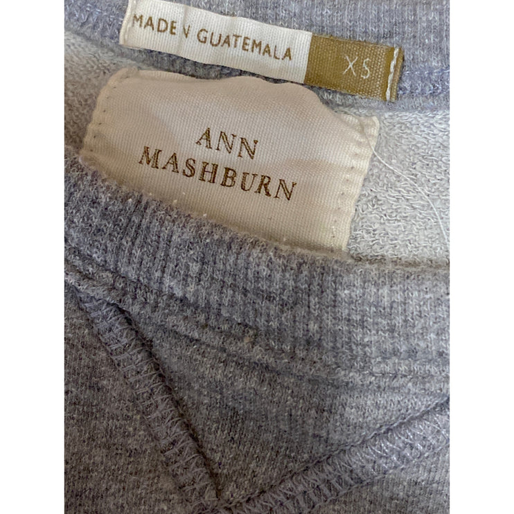 Ann Mashburn Women's Gray Crewneck Long Sleeve Crop Sweatshirt Sweater Top Sz XS