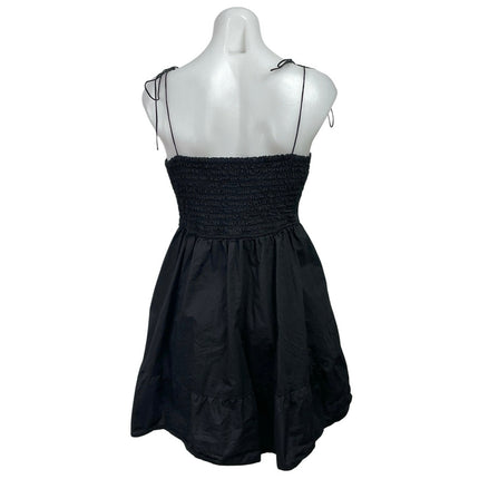 Steve Madden Black Tie Strap Sleeveless Smocked Fit & Flare Mini Dress Size L