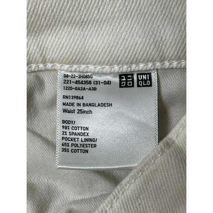 Uniqlo Women's White Mid Rise Straight Tapered Ankle Denim Jeans Pants Size 25
