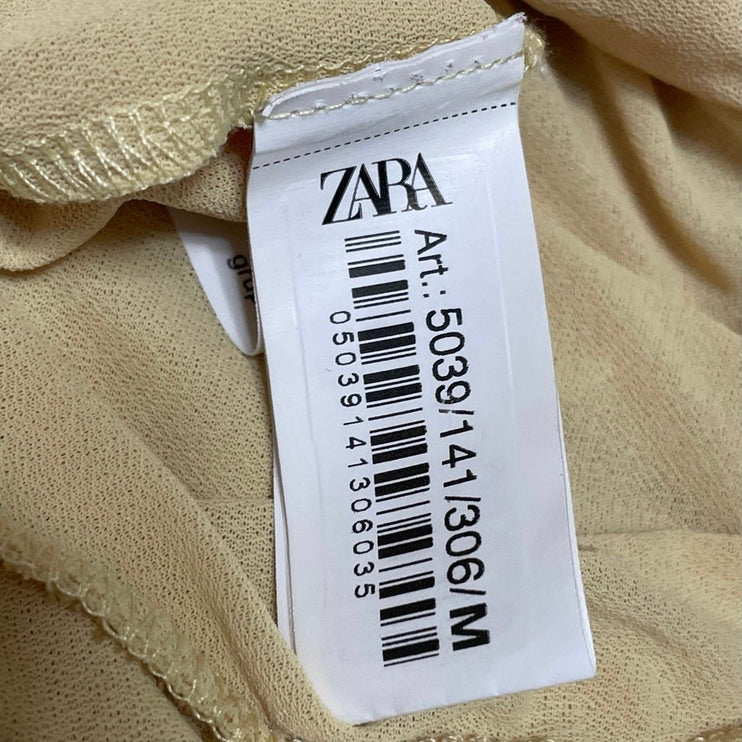 Zara Women's Butter Yellow Halter Ruffle Sleeveless Tiered Peplum Blouse Top M