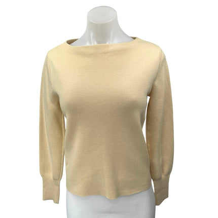J.Crew Women's Cream Wool Boat Neck Long Sleeve Pullover Sweater Top Size S