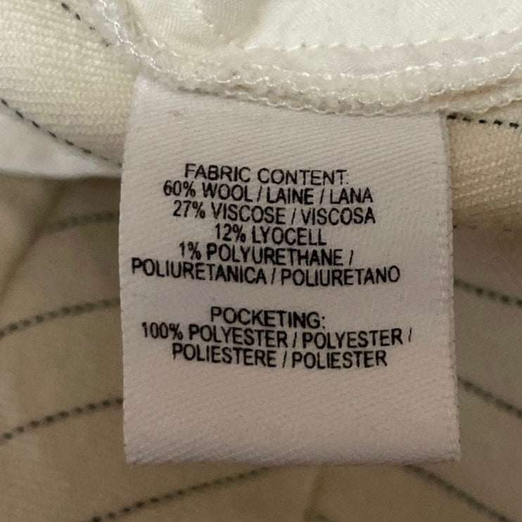 Derek Lam 10 Crosby Women's Cream Wool Striped High Rise Trousers Pants Size 4