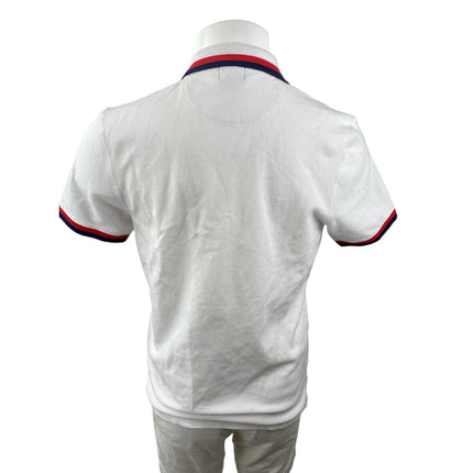 J. Crew Men's White Striped Collared Short Sleeve Golf Polo Shirt Top Size M