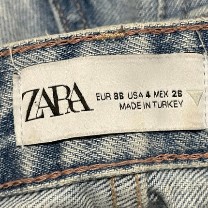 Zara Women's Blue High Rise Relaxed Straight Wide Leg Denim Jeans Pants Size 4