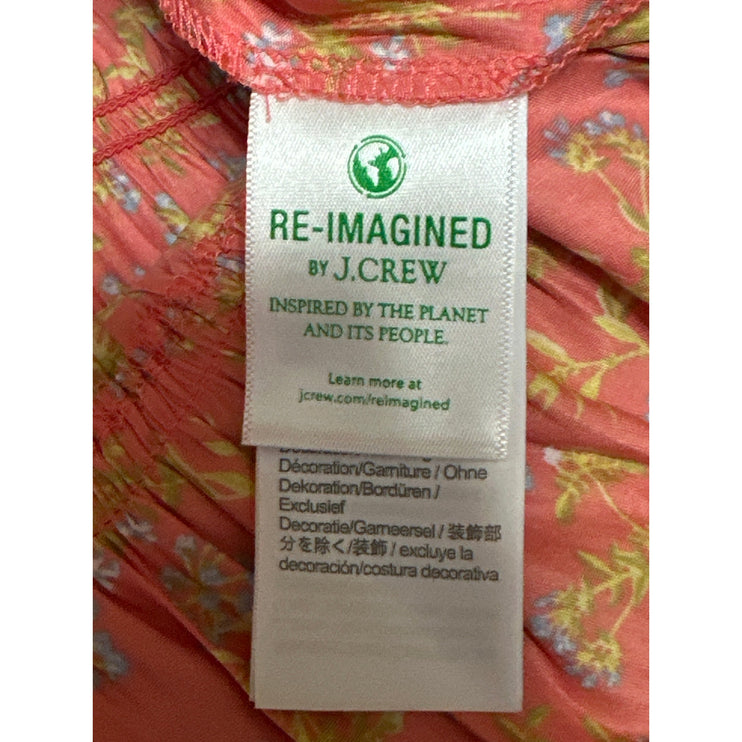 J. Crew Women's Orange Floral Ruffle Smocked Sleeveless Peplum Crop Tank Top XL