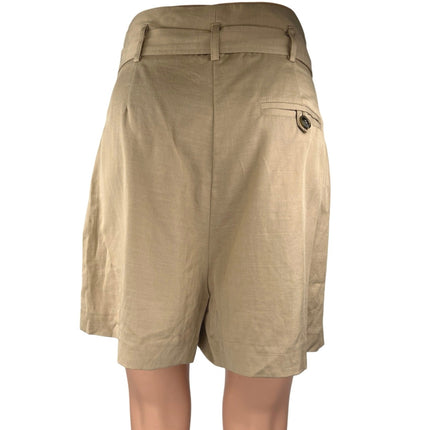 Seed Heritage Beige Pleated High Waisted Belted Pockets Casual Bermuda Shorts 8