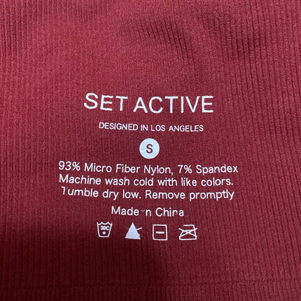 Set Active Women's Red Sports Bra High Waist Leggings Gym Yoga Activewear Set S