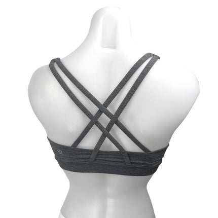 Lululemon Gray Strappy Sleeveless Yoga Workout Athletic Sports Bra Crop Top Sz 2