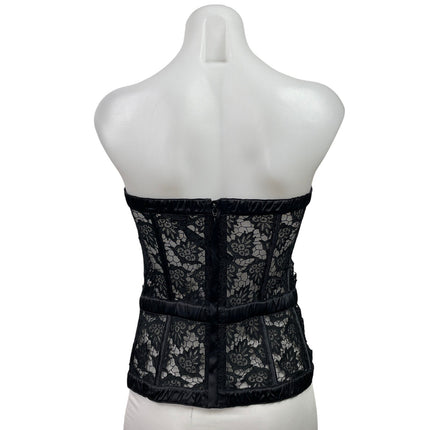 NEW La Perla Black Floral Lace Strapless Underwire Corset Bustier Top Size 2B