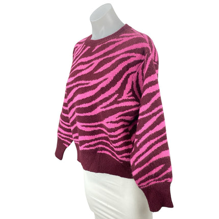Ann Taylor Pink Zebra Animal Print Tiger Long Sleeve Knit Sweater Top Size M