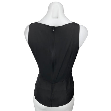 Theory Jinelle Black Sleeveless 100% Silk V-neck Peplum Blouse Tank Top Size S