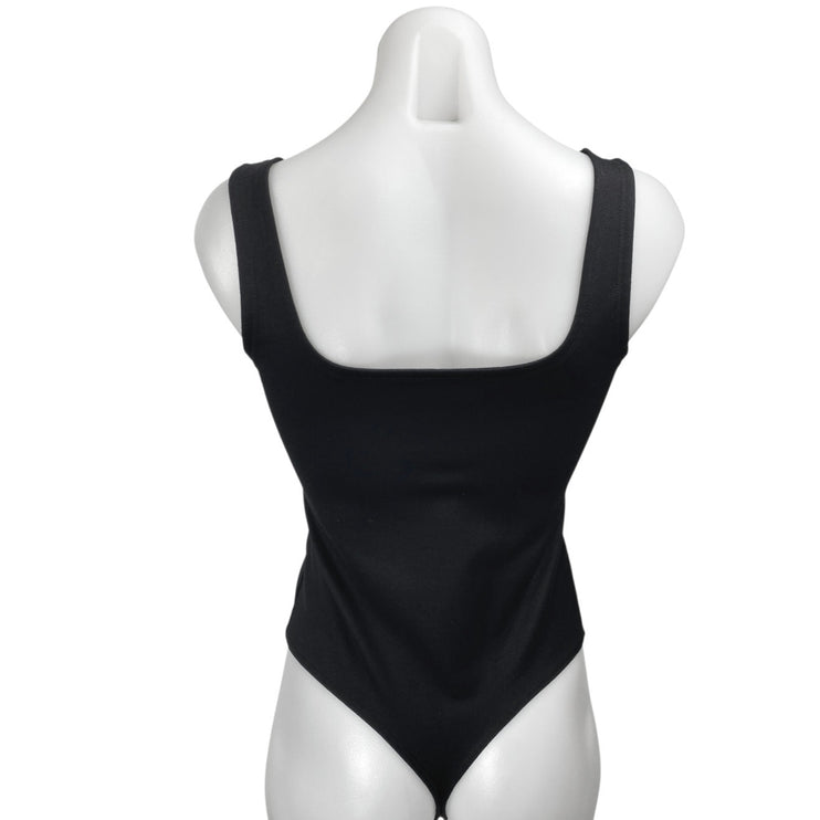 Abercrombie & Fitch Black Sleeveless Square Neck Tank Thong Bodysuit Top Size M
