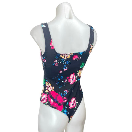 Express Multicolor Floral Sleeveless Square Neck Cami Tank Bodysuit Top Size XS