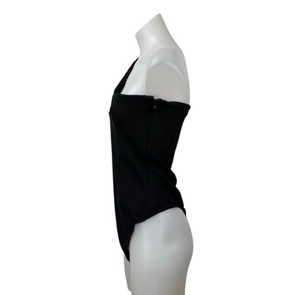 Superdown Women's Black One Shoulder Sleeveless Thong Bodysuit Tank Top Size M