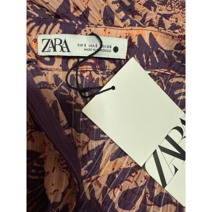 NEW Zara Purple Tropical Coastal Printed Zipper Midi Sarong Pencil Skirt Size S