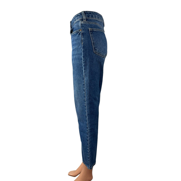 H&M Women's Blue Medium Wash High Waisted Straight Leg Denim Jeans Size 4