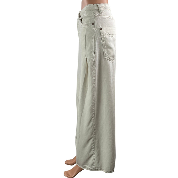 Free People We The Free Old West Slouchy White Wide Leg Baggy Denim Jeans Sz 30