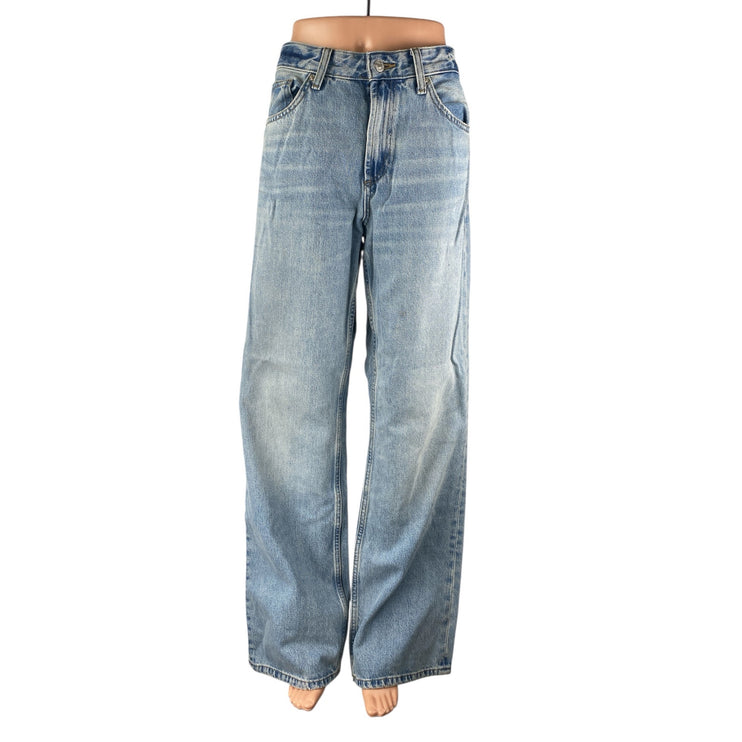 Zara Women's Blue High Waisted Baggy Relaxed Straight Leg Denim Jeans Size 10