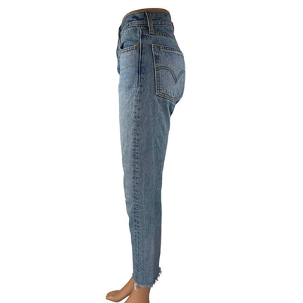Levi's Wedgie Women's Blue Mid Rise Frayed Raw Hem Skinny Denim Jeans Pants 24