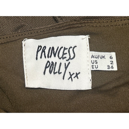 Princess Polly Brown Sleeveless Mesh Patchwork T Shirt Blouse Crop Top Size 2
