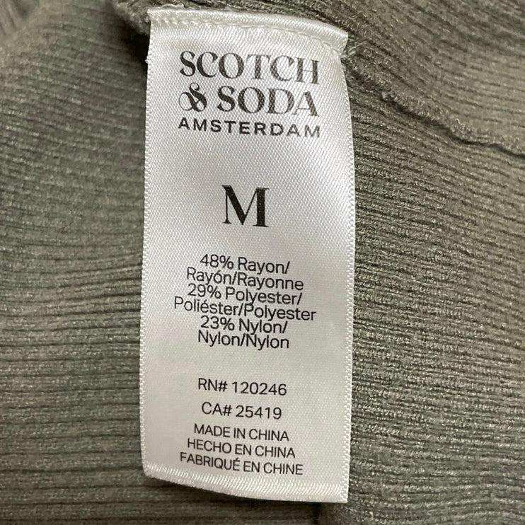 Scotch & Soda Women's Green Ribbed Knit Stitch Trim Sleeveless Tank Top Size M