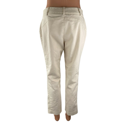 Chaus Women's White Mid Rise Straight Ankle Curve Trousers Casual Pants Size 4