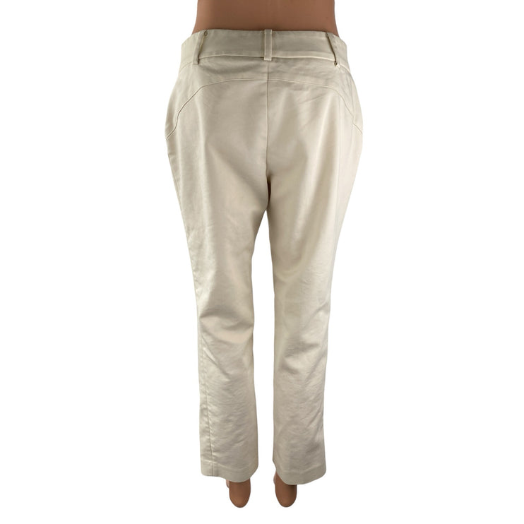 Chaus Women's White Mid Rise Straight Ankle Curve Trousers Casual Pants Size 4