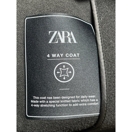 Zara Women's Black Long Sleeve Collared Longline 4 Way Trench Coat Jacket Size M